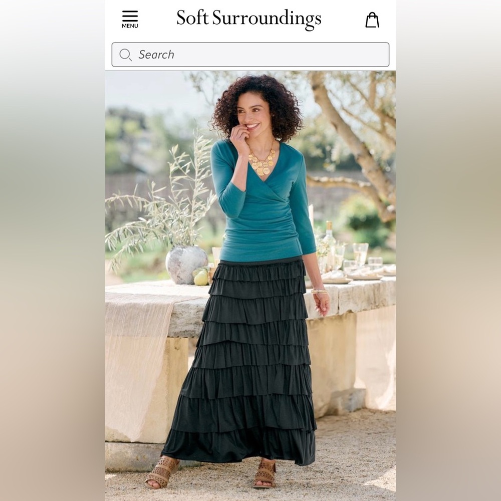 Soft Surroundings Black Tiered Knit Maxi Skirt